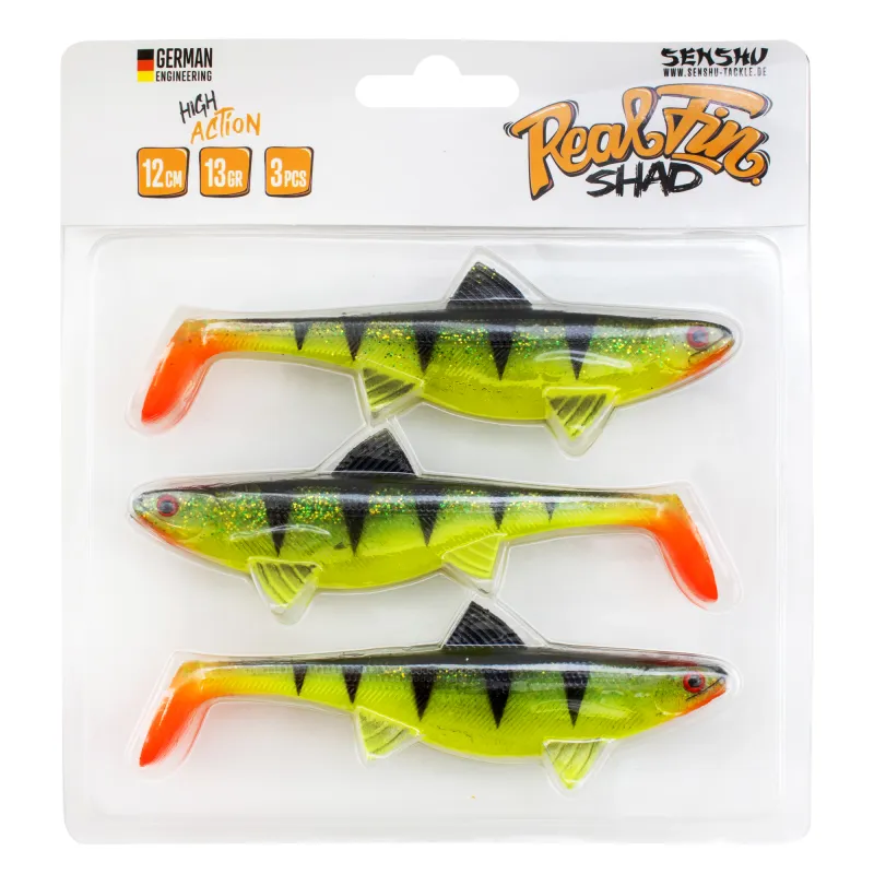 Senshu Real Fin Shad 12cm - Shiny Tiger - 13g - 3 Stück
