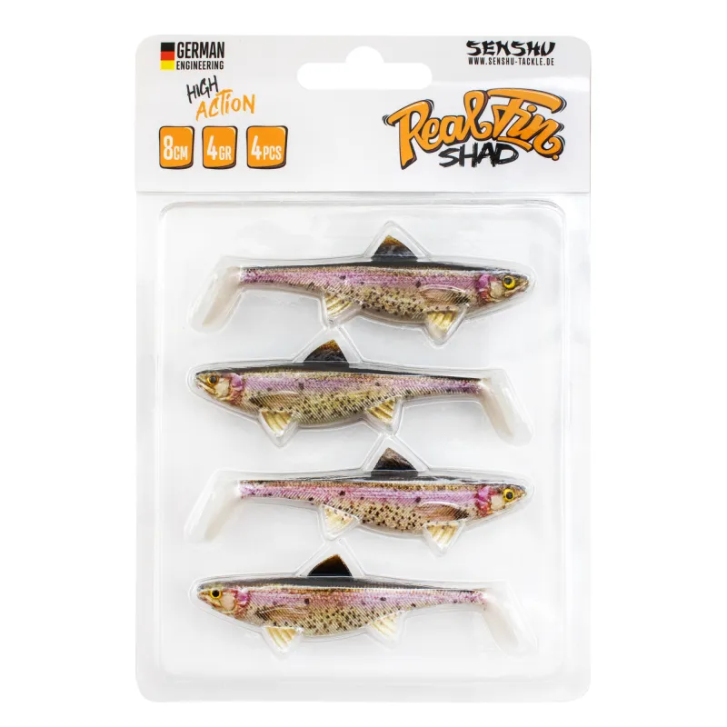 Senshu Real Fin Shad 8cm - Rainbow Trout - 4g - 4 Stück