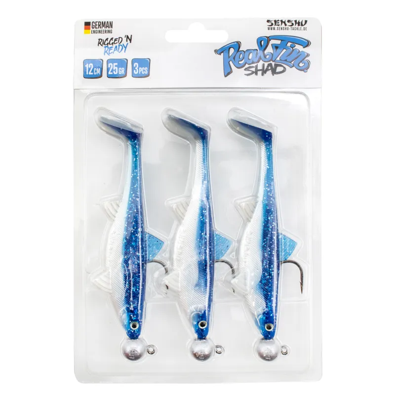 Senshu Real Fin Shad Ready2Catch 12cm - Flaky Blue - 25g - 3 Stück