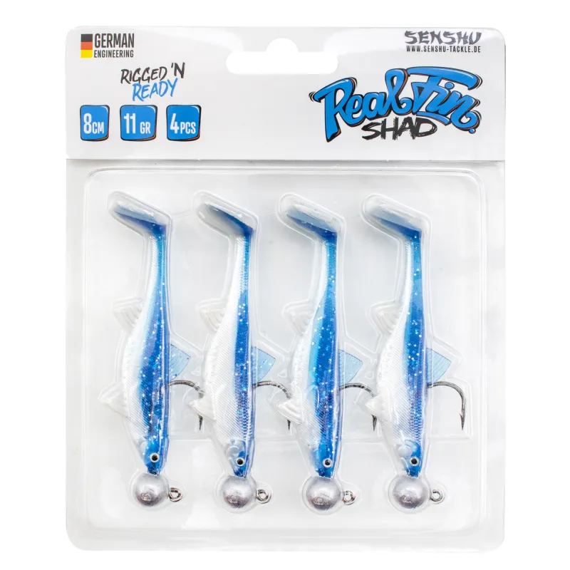 Senshu Real Fin Shad Ready2Catch 8cm - Flaky Blue - 11g - 4 Stück