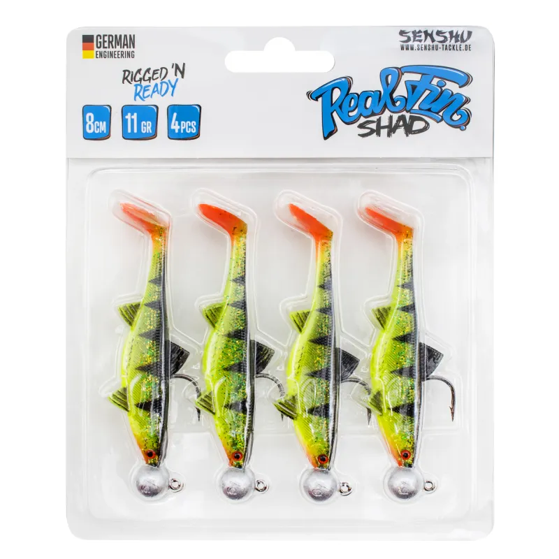 Senshu Real Fin Shad Ready2Catch 8cm - Shiny Tiger - 11g - 4 Stück