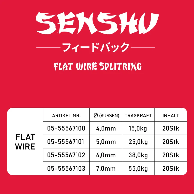 Senshu Splitring Stainless Steel Flat - 7,0mm - 55kg - 20Stück
