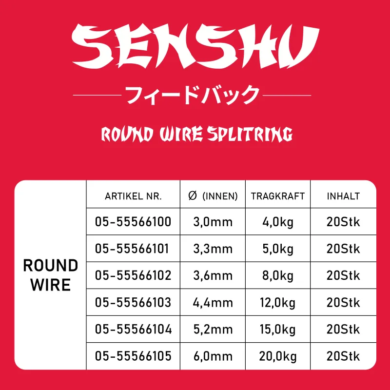 Senshu Splitring Stainless Steel Round - 4,4mm - 12kg - 20Stück