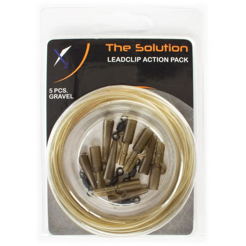The Solution Leadclip Action Pack mit Einhängeclips für Bleie 16 Teile gravel 16 Stück