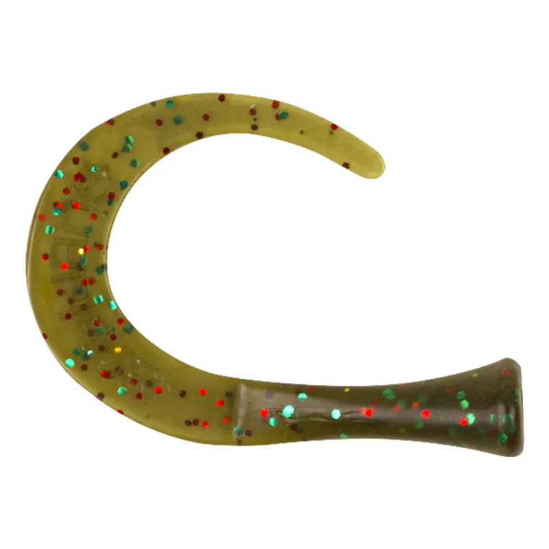 Strike Pro Guppie Downsize Tail curly (Ersatzschwanz) Mossgreen Glitter 3Stück