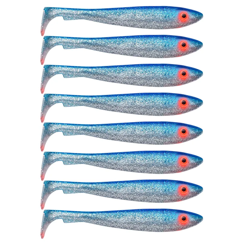 Svartzonker Sweden McRubber Shad 9cm - 6g - 8 Stück - Blue Silver Glitter C0