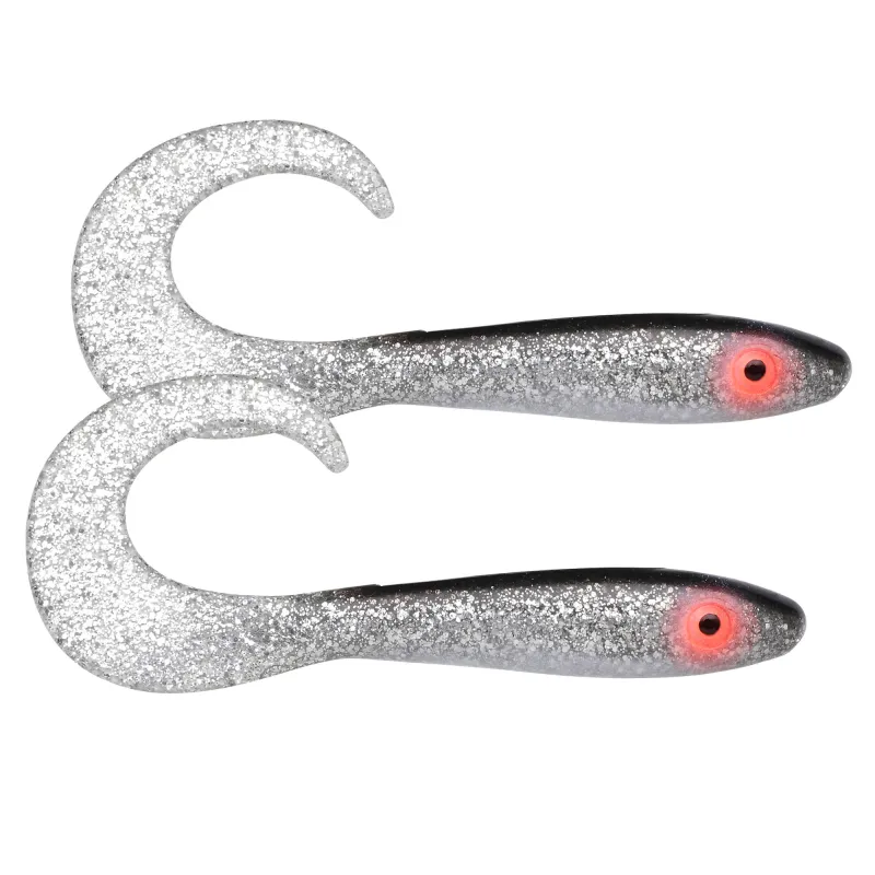 Svartzonker Sweden McRubber Tail Twister 34cm 96g - 2 Stück - Black silver C11