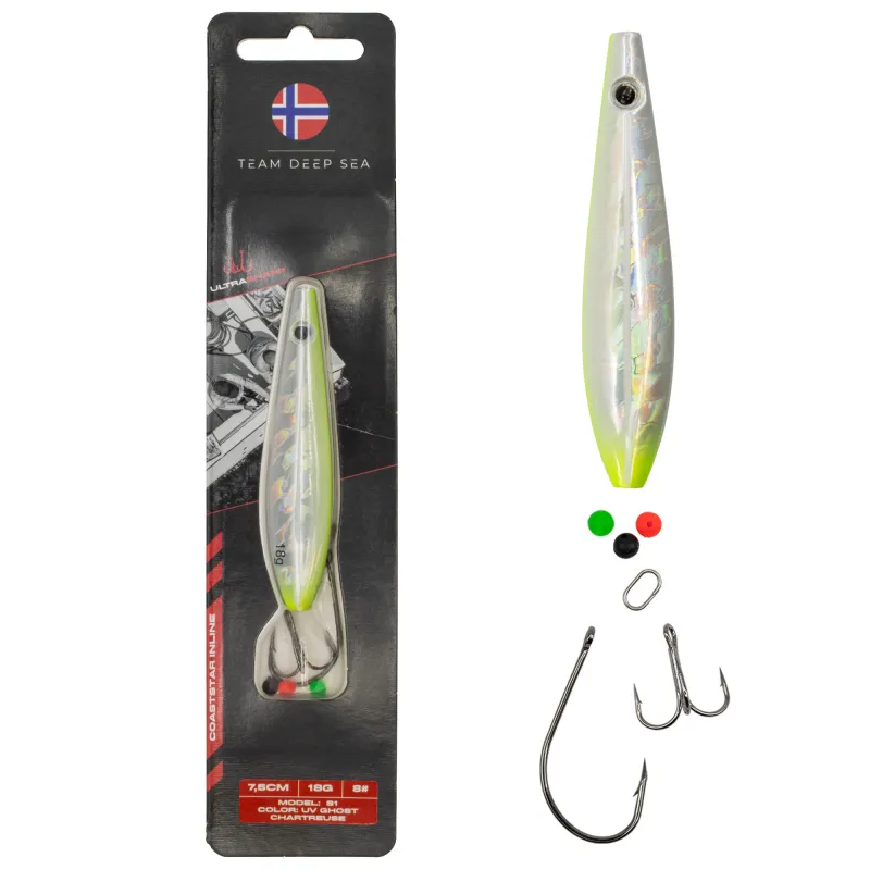 Team Deep Sea CoastStar Inline S1 UV Ghost Chartreuse - 7,5cm - 18g - 1 Stück