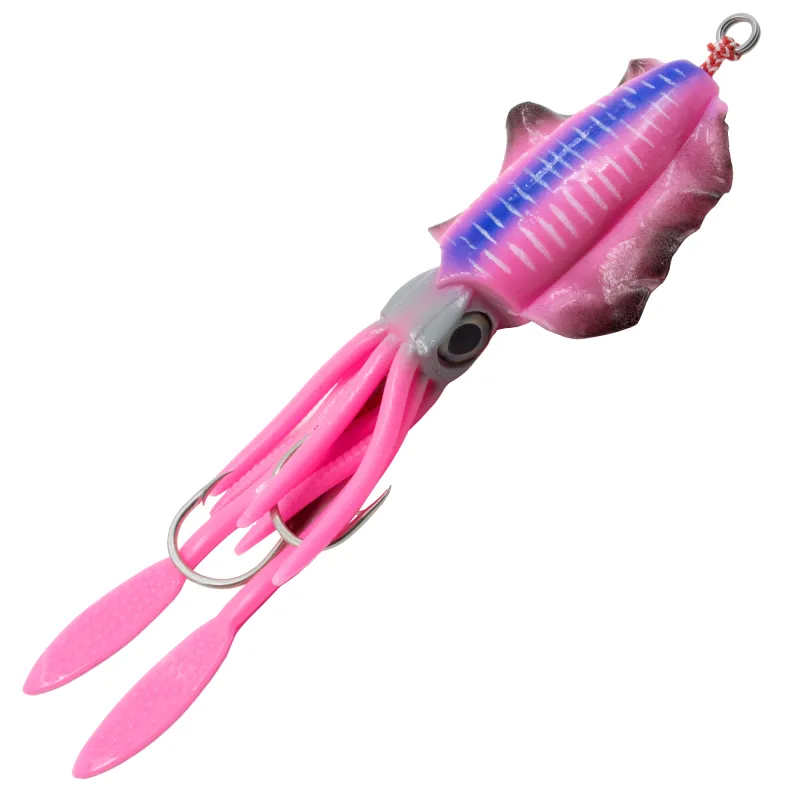 Team Deep Sea Flatter Squid mit 2 Assist Hooks selbstleuchtend 14,5cm - baby squid