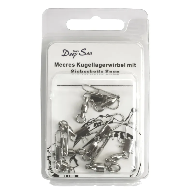 Team Deep Sea Meeres Kugellagerwirbel mit Secure Snap Gr.4 - TK25Kg - 8 Stück