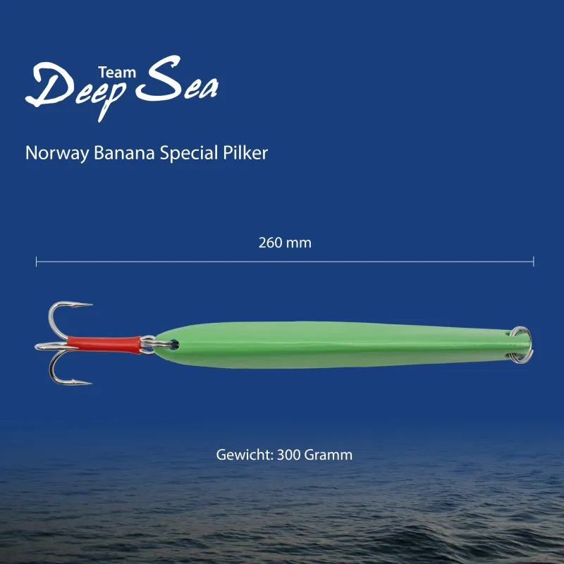 Team Deep Sea Norway Banana Special Pilker - Lead Free 300g - Grün - 1 Stück
