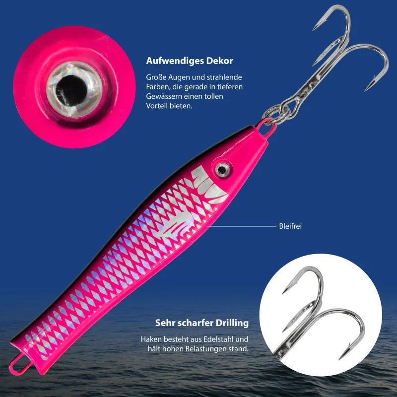 Team Deep Sea Spitzkopf Holo Pilker bleifrei 100g - Pink Slayer - 1 Stück