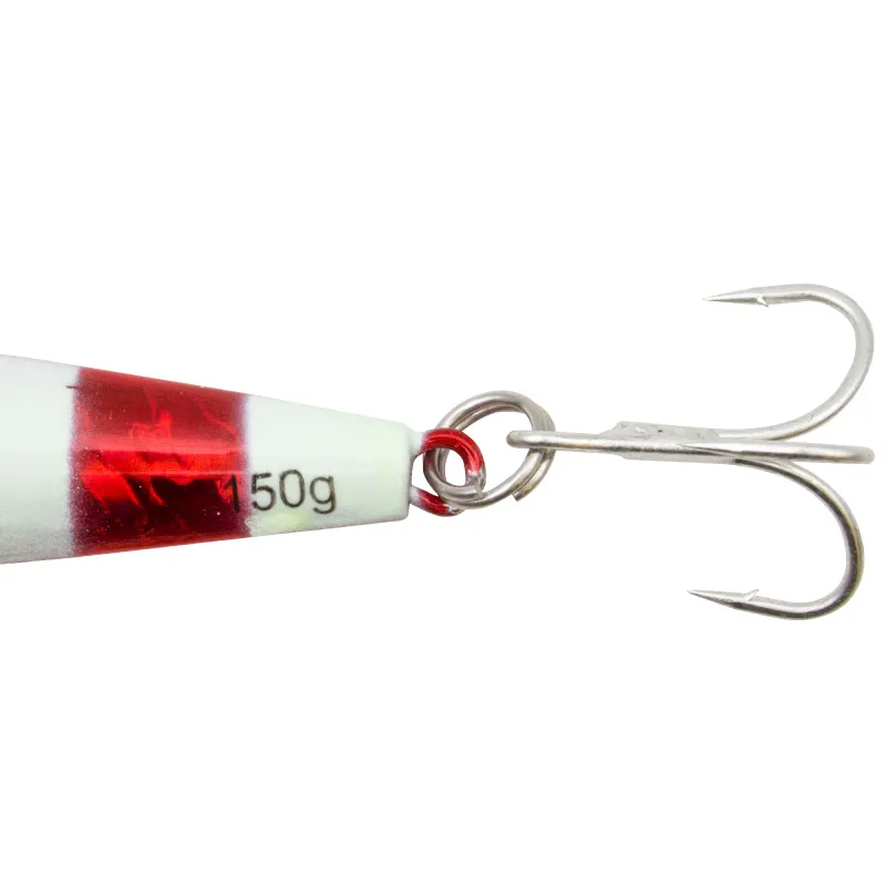 Team Deep Sea Super Glow High Tech Pilker 150g - Rot Stripes/Glow - 1 Stück