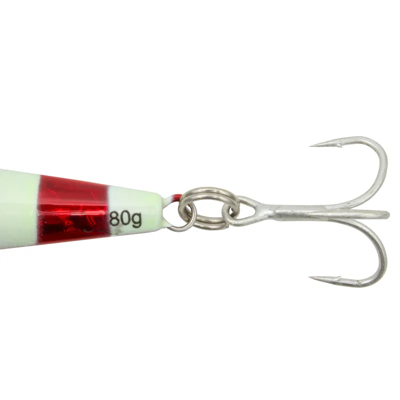 Team Deep Sea Super Glow High Tech Pilker 80g - Rot Stripes/Glow - 1 Stück
