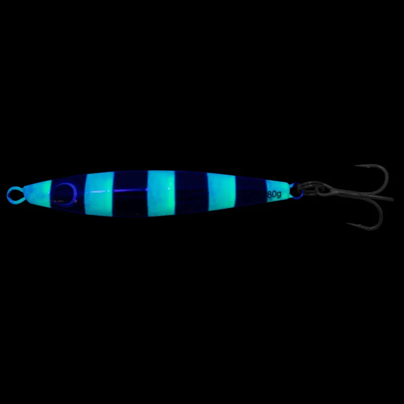 Team Deep Sea Super Glow High Tech Pilker 80g - Rot Stripes/Glow - 1 Stück