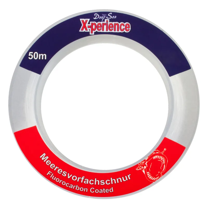 Team Deep Sea X-Perience Fluocarbon 50m - Coated Meeresvorfachschnur 50m - 0,45mm - 17kg - kristallklar