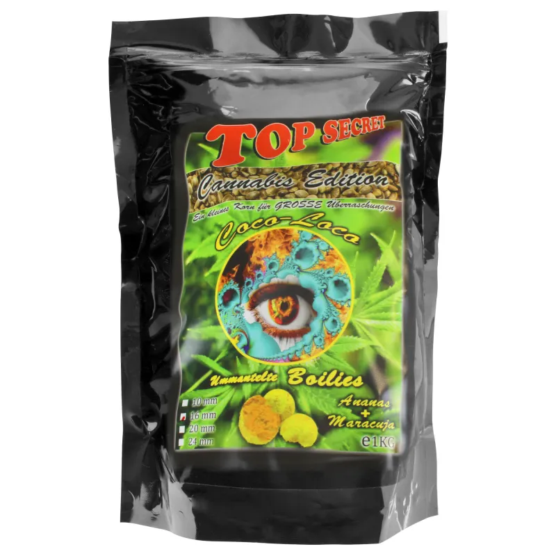Top Secret Cannabis Edition Coco-Loco 16mm 1Kg Ananas Maracuja Boilies ummantelt - gelb