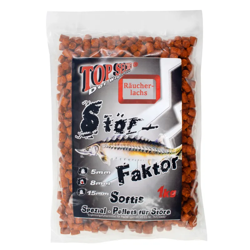Top Secret Stör Faktor Pellets 8mm Räucherlachs 1Kg Räucherlachs Orange - 8mm - 1kg