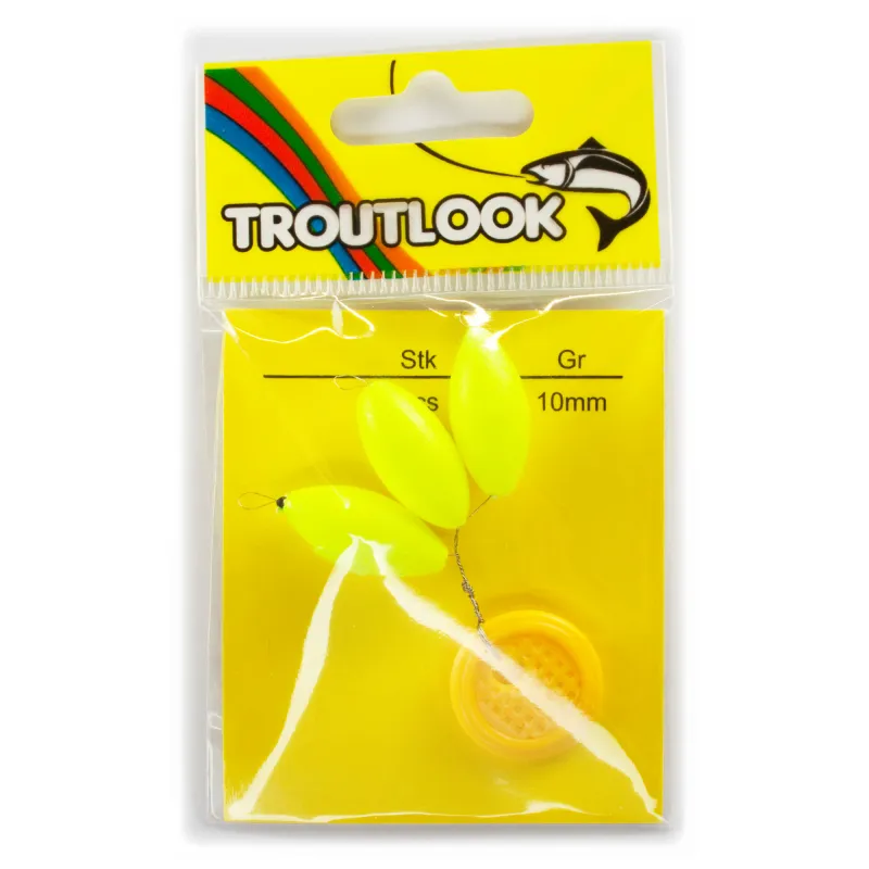 Troutlook Forellen Pilot Spion Pose Rugby 10mm - gelb - 3 Stück
