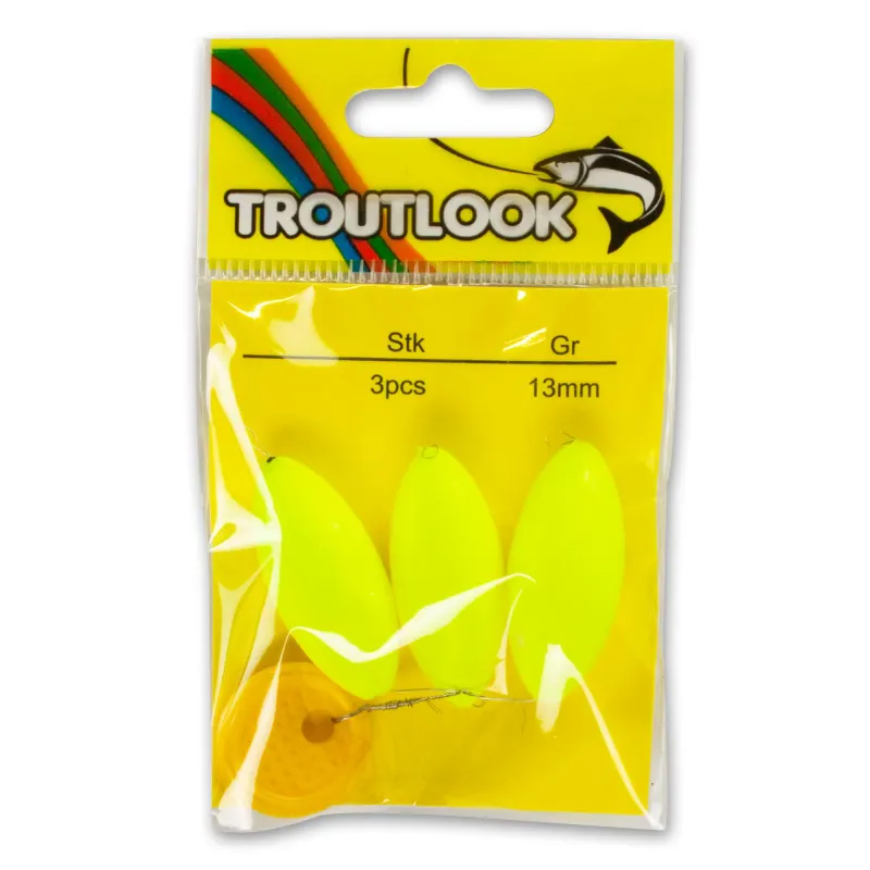 Troutlook Forellen Pilot Spion Pose Rugby 13mm - gelb - 3 Stück