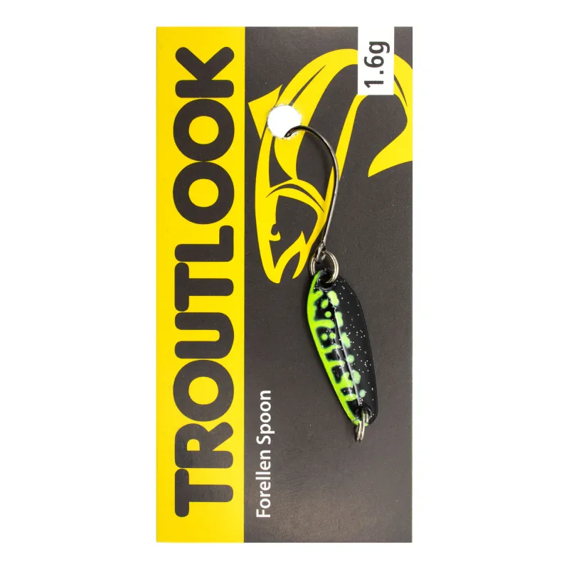Troutlook Forellen Spoon McFly UV 2,50cm - 1,6g - Black-Yellow-Glitter