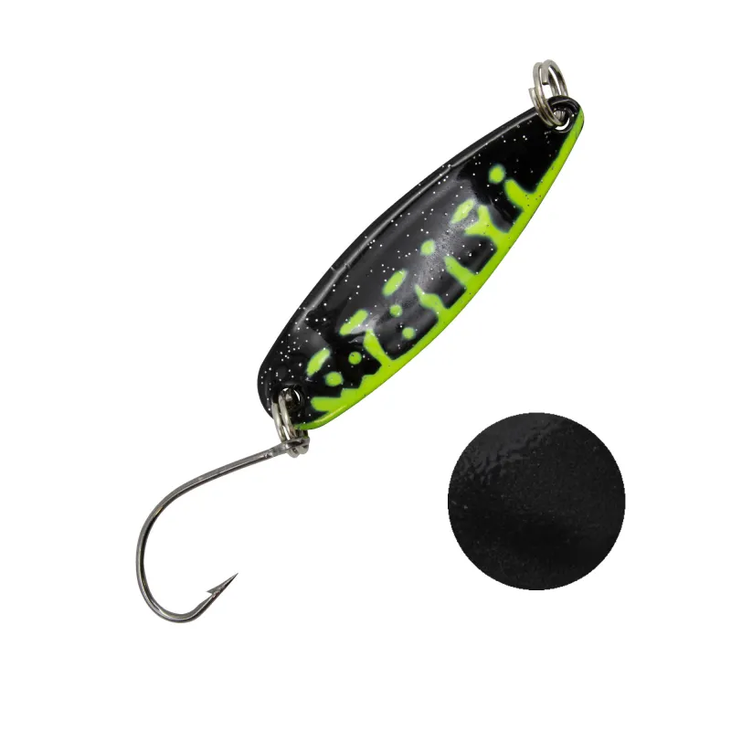 Troutlook Forellen Spoon Salmonizer 3,90cm - 3,2g - Black-Yellow-Glitter UV