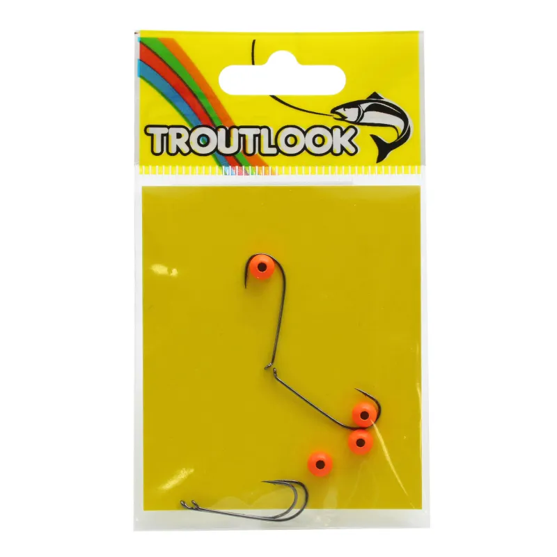 Troutlook Forellen Tungsten Jig spezial Hook 4 Stück - Gr. 6 - 3,8mm - Fluo-Orange