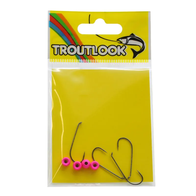 Troutlook Forellen Tungsten Jig spezial Hook 4 Stück - Gr. 6 - 4,6mm - Fluo-Pink