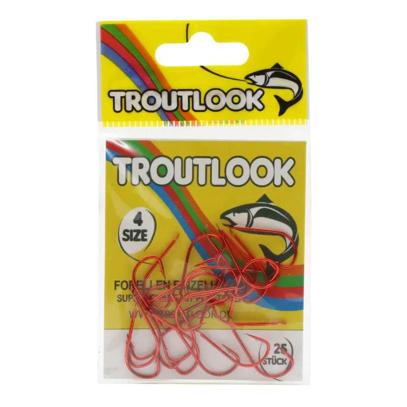 Troutlook Forellenhaken Serie Rot mit Plättchen Gr. 4