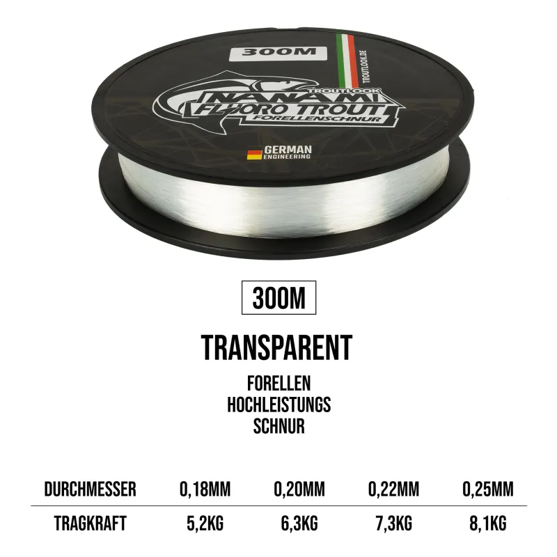 Troutlook Nanami Fluoro Trout 300m - 0,18mm - 5,2 kg - transparent