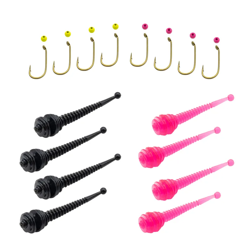 Troutlook Trout Area Worm Set schwarz-pink - 3,8mm