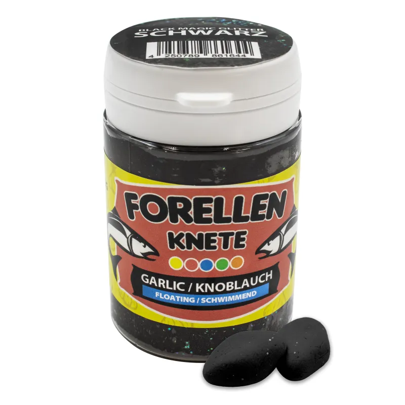 Troutlook Trout Bait Forellenknete mit Knoblauch Black Magic Glitter schwarz - 50g
