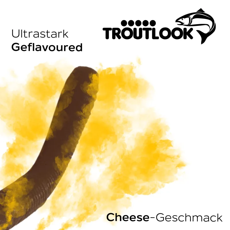 Troutlook Worma Lures - Fat Wormy Competition Cheese - 5,5cm - 12 Stück - Brown