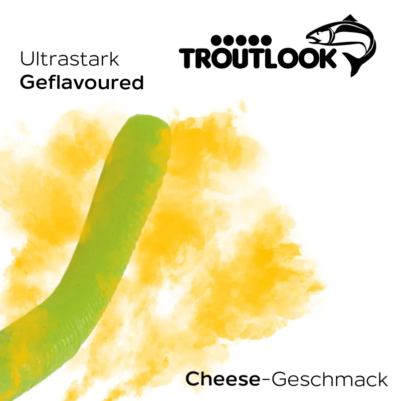 Troutlook Worma Lures - Fat Wormy Competition Cheese - 5,5cm - 12 Stück - Kiwi Green