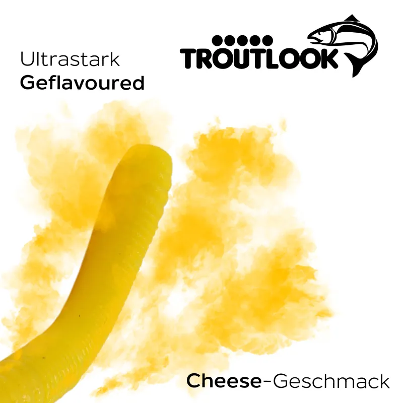 Troutlook Worma Lures - Fat Wormy Cheese - 8,5cm - 7 Stück - Pure Yellow