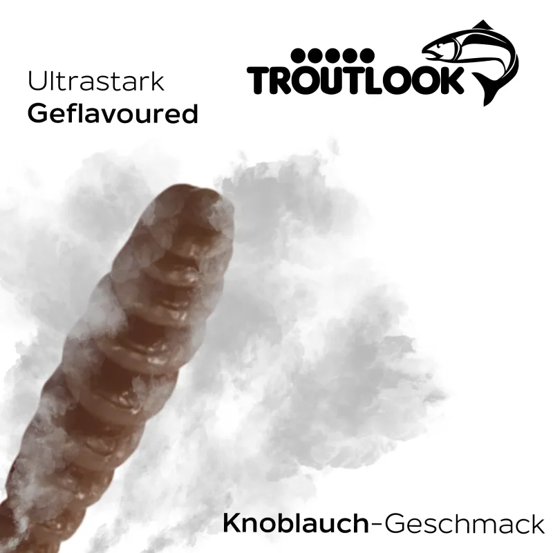 Troutlook Worma Lures - Largio Garlic/Knoblauch - 3,5cm - 15 Stück - Brown