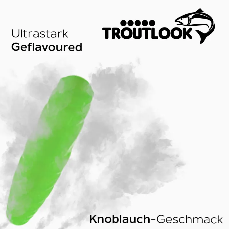 Troutlook Worma Lures - Largos Slim Garlic/Knoblauch - 3,5cm - 15 Stück - Olive