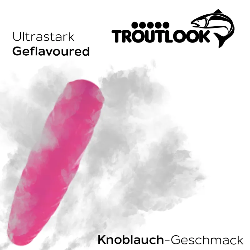 Troutlook Worma Lures - Largos Slim Garlic/Knoblauch - 3,5cm - 15 Stück - Pink Spezial