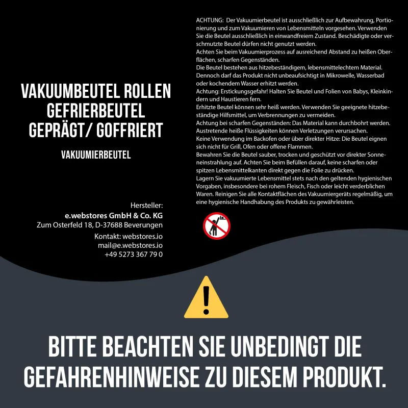 Vakuum Gefrierbeutel Rolle 30cm x 600cm 600cmx30cm - 6Stück