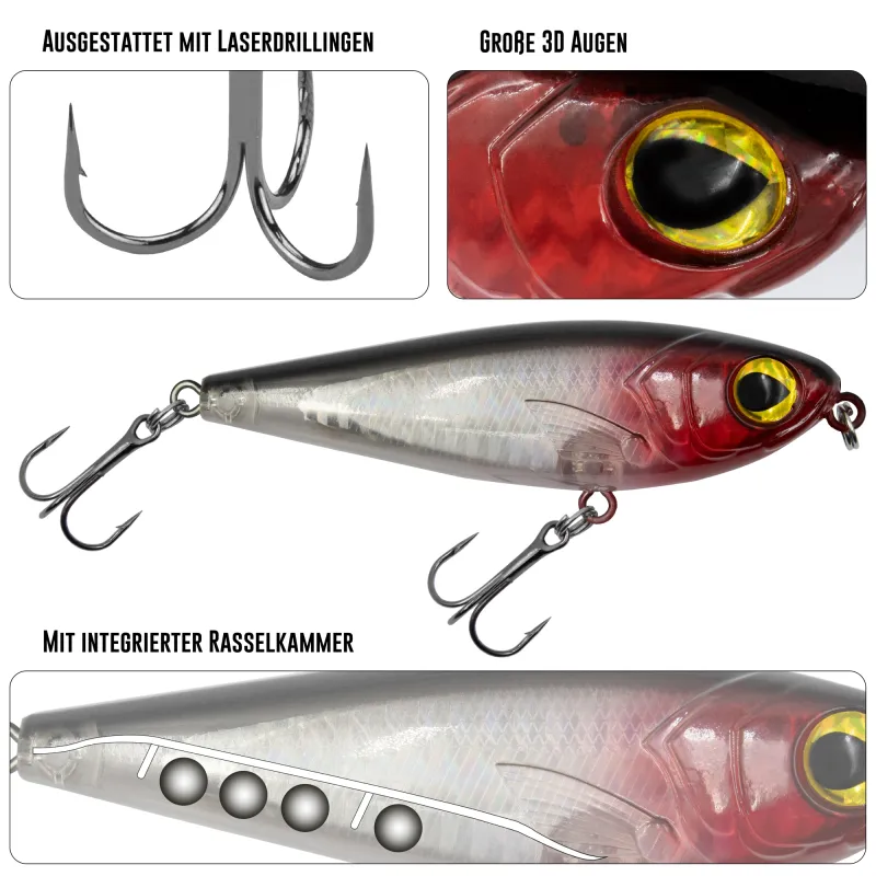 Viper Pro Pike Glider 10cm - 16g - Red Head - 1Stück