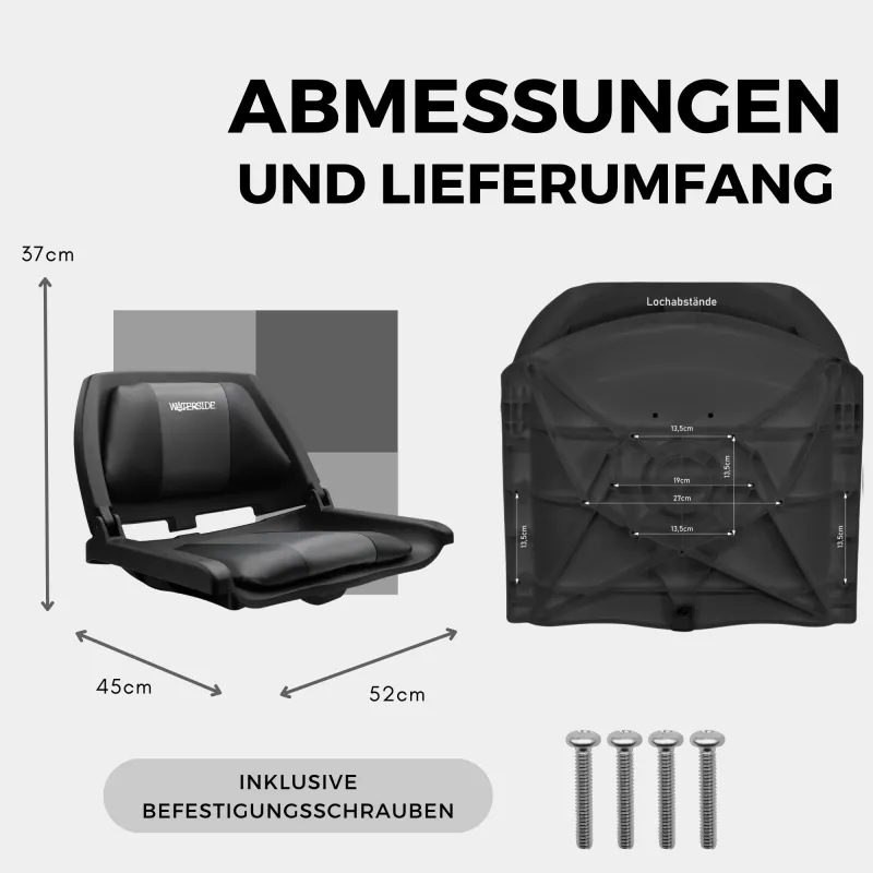 Waterside Captain Deluxe Allwetter Bootssitz mit Polster(Boat Seat) schwarz/grau