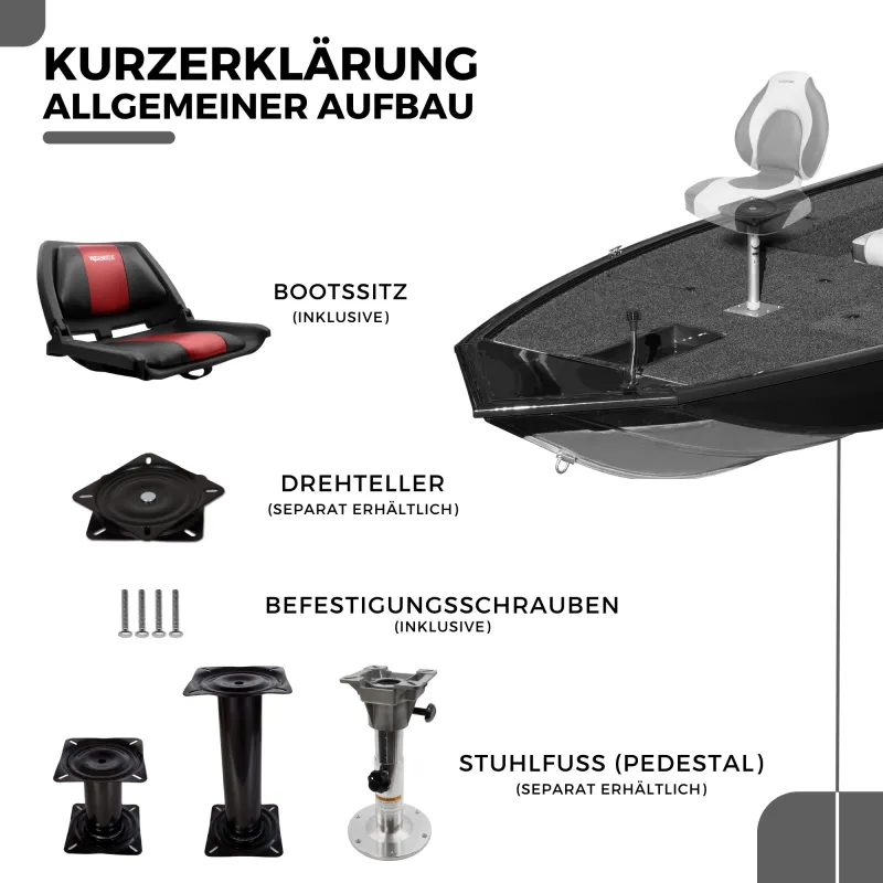 Waterside Captain Deluxe Allwetter Bootssitz mit Polster(Boat Seat) schwarz/rot
