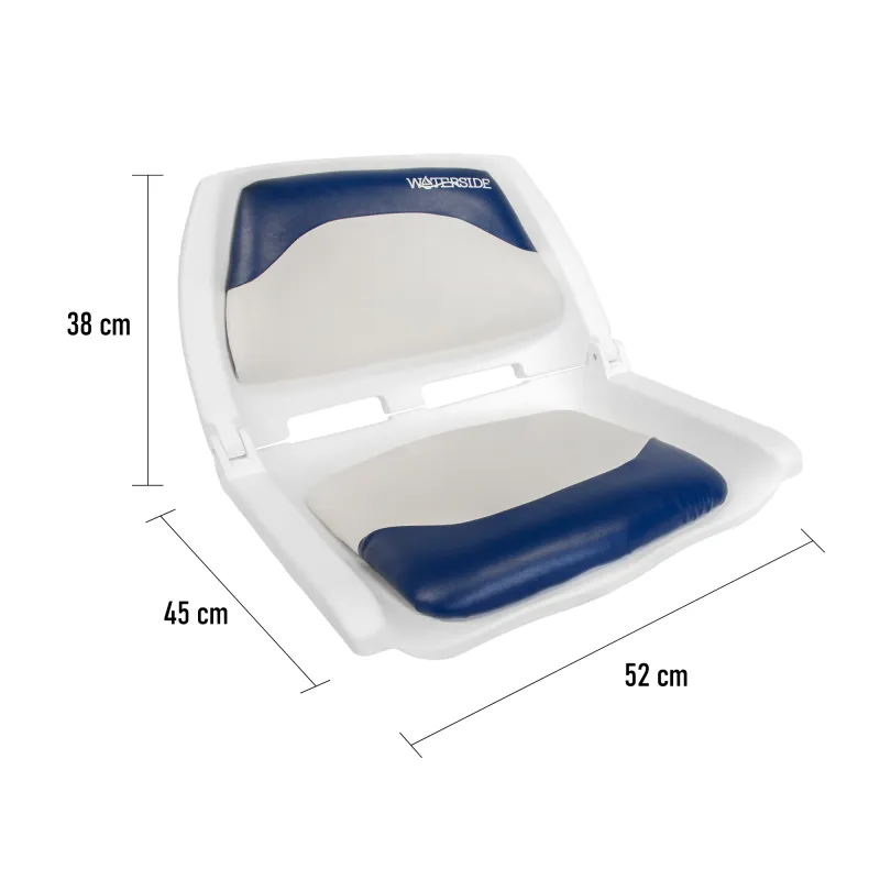 Waterside Captain Deluxe Allwetter Bootssitz mit Polster(Boat Seat) weiß/blau