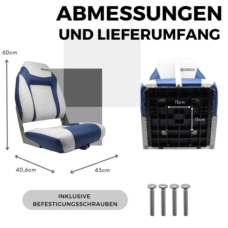 Waterside Captain Luxus Bootssitz Highback blau/weiß