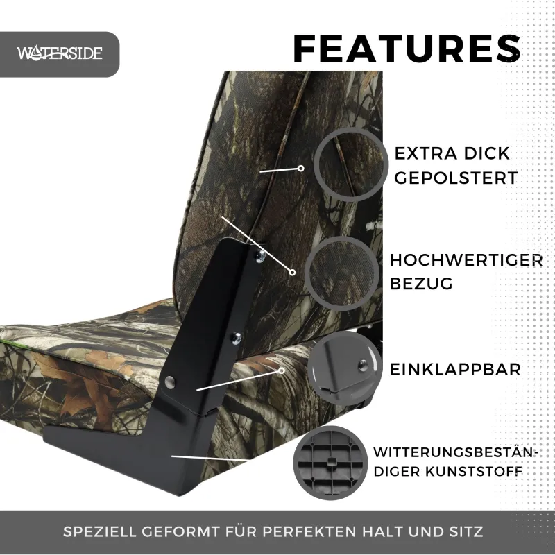 Waterside Captain Premium Bootssitz Highback Realtree Edge Realtree/camou