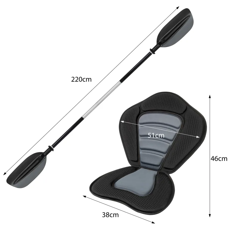 Waterside Kanu transparent 2,45m inkl. deluxe seat, 220cm paddle, 2 x safety ball