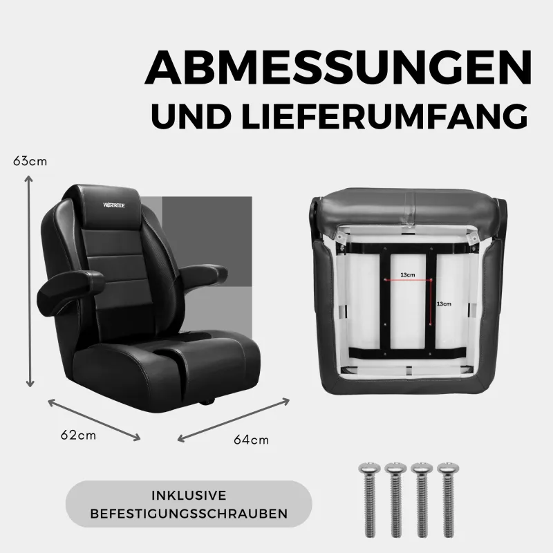 Waterside Reclining Captains Deluxe Bootssitz mit klappbaren Armlehnen