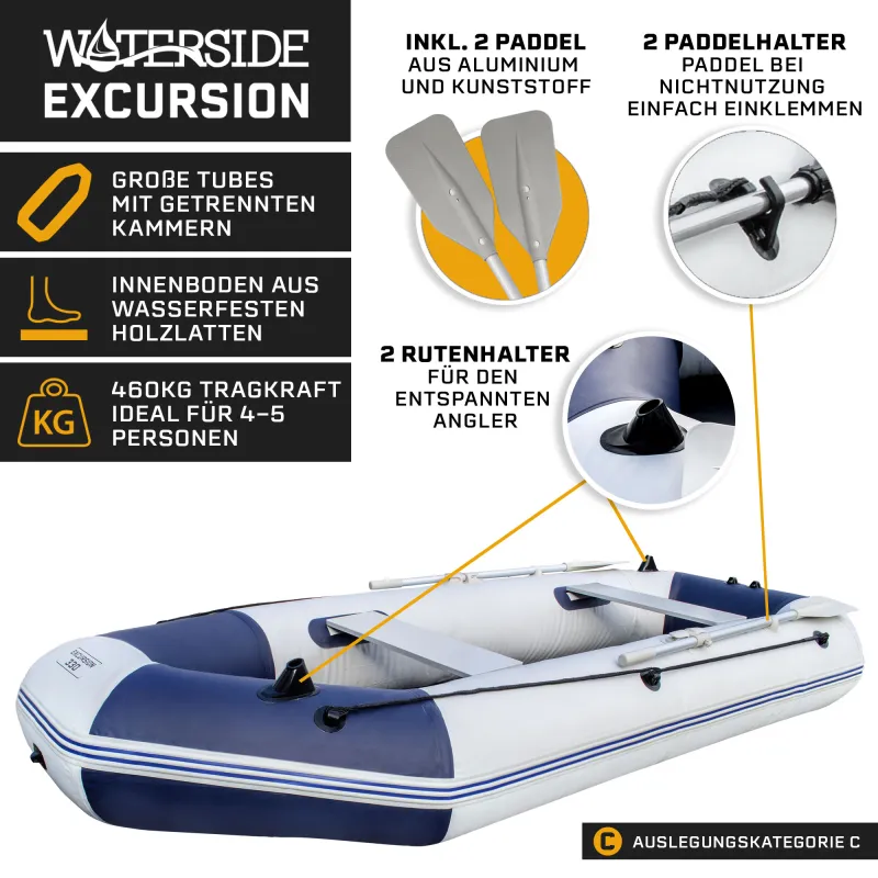 Waterside Schlauchboot Excursion 230 grau-dunkelblau - 3,30m x 1,45m