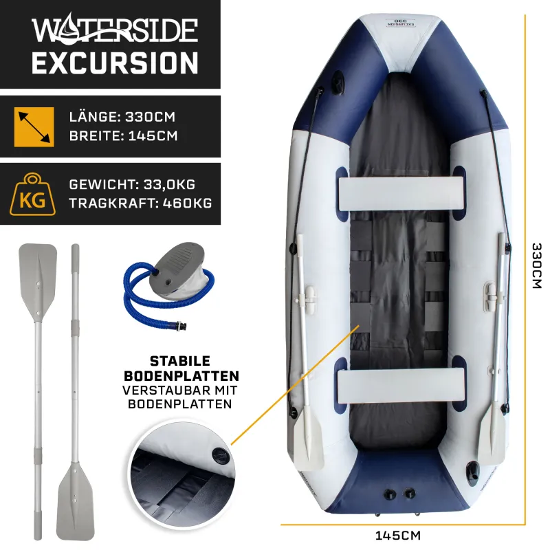 Waterside Schlauchboot Excursion 230 grau-dunkelblau - 3,30m x 1,45m
