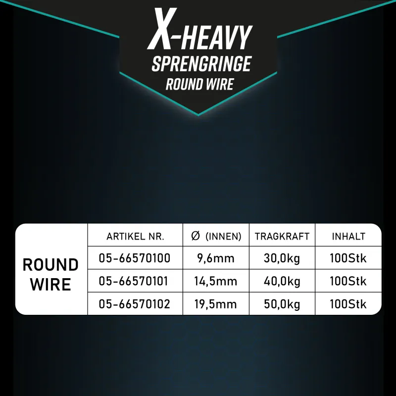 X-Heavy Sprengring Edelstahl Rund - 9,6mm - 30kg - 100Stück